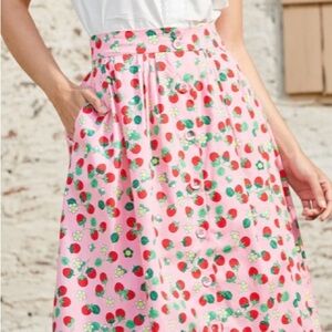 Like New Modcloth Pink Strawberry A-Line Skirt